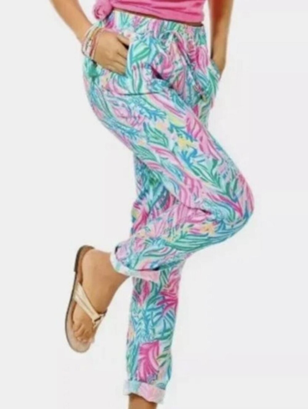 NWT Lilly Pulitzer Taron Linen Pants Sea Turtle Soiree Print Womens Size XL